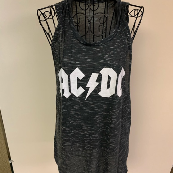 AC DC Tops - AC DC grey and white women’s sleeveless tank top L AC DC Tops - AC DC grey and white women’s sleeveless tank top L